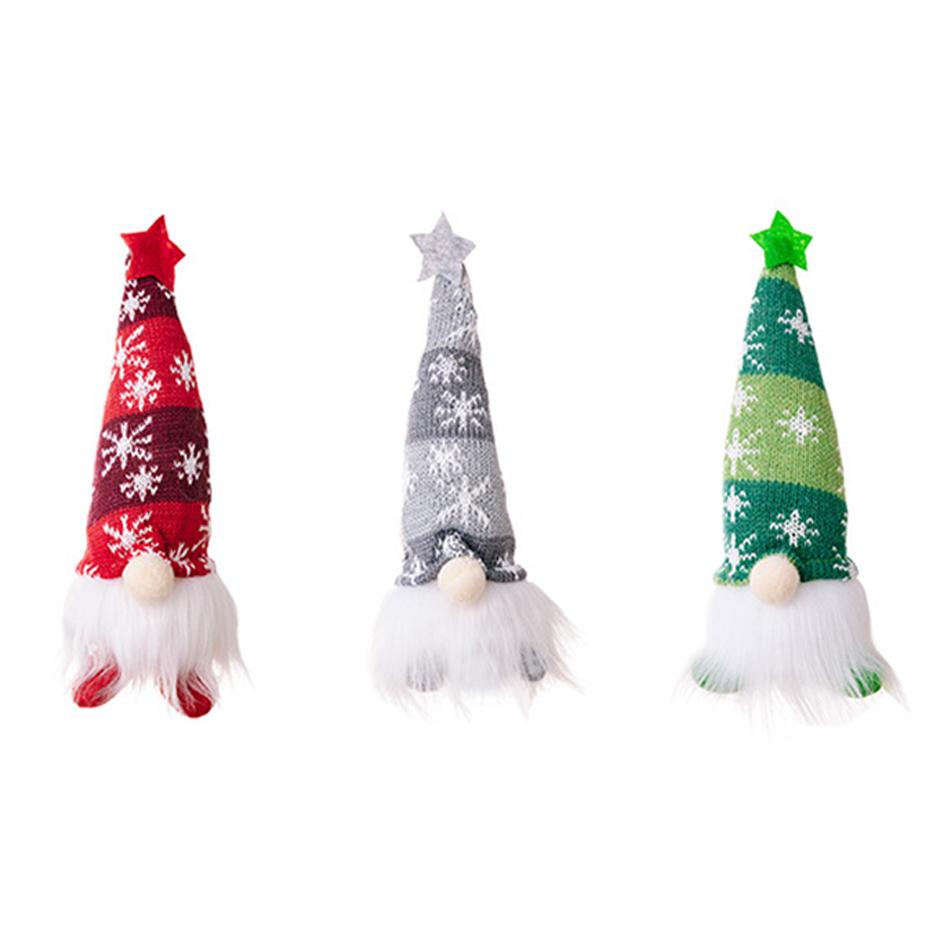 Christmas Faceless Doll Gnome Ornaments Led Light Plush Knitting Crafts Tree Pendant Christmas Decorations For Home Kids Gift