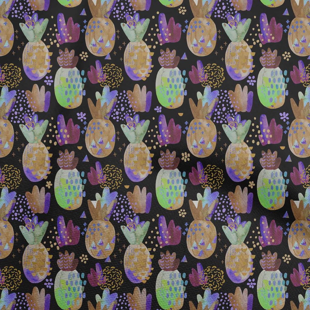 oneOone Cotton Flex Gray Fabric Pineapple Fabric For Sewing Printed Craft Fabric By The Yard 40 Inch
