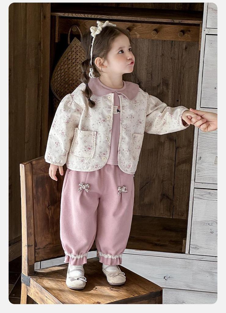 Spring 2026 Infant Girls' Knit Cardigan Set - Korean Style Long Sleeve Three-Piece
