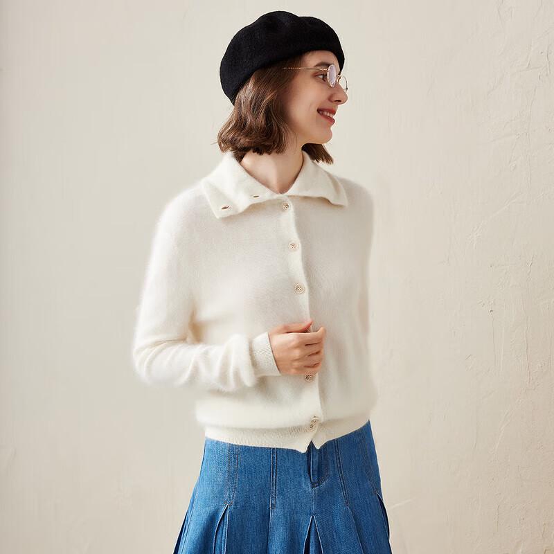 Komengboka Women's Brushed Cashmere Lapel Cardigan