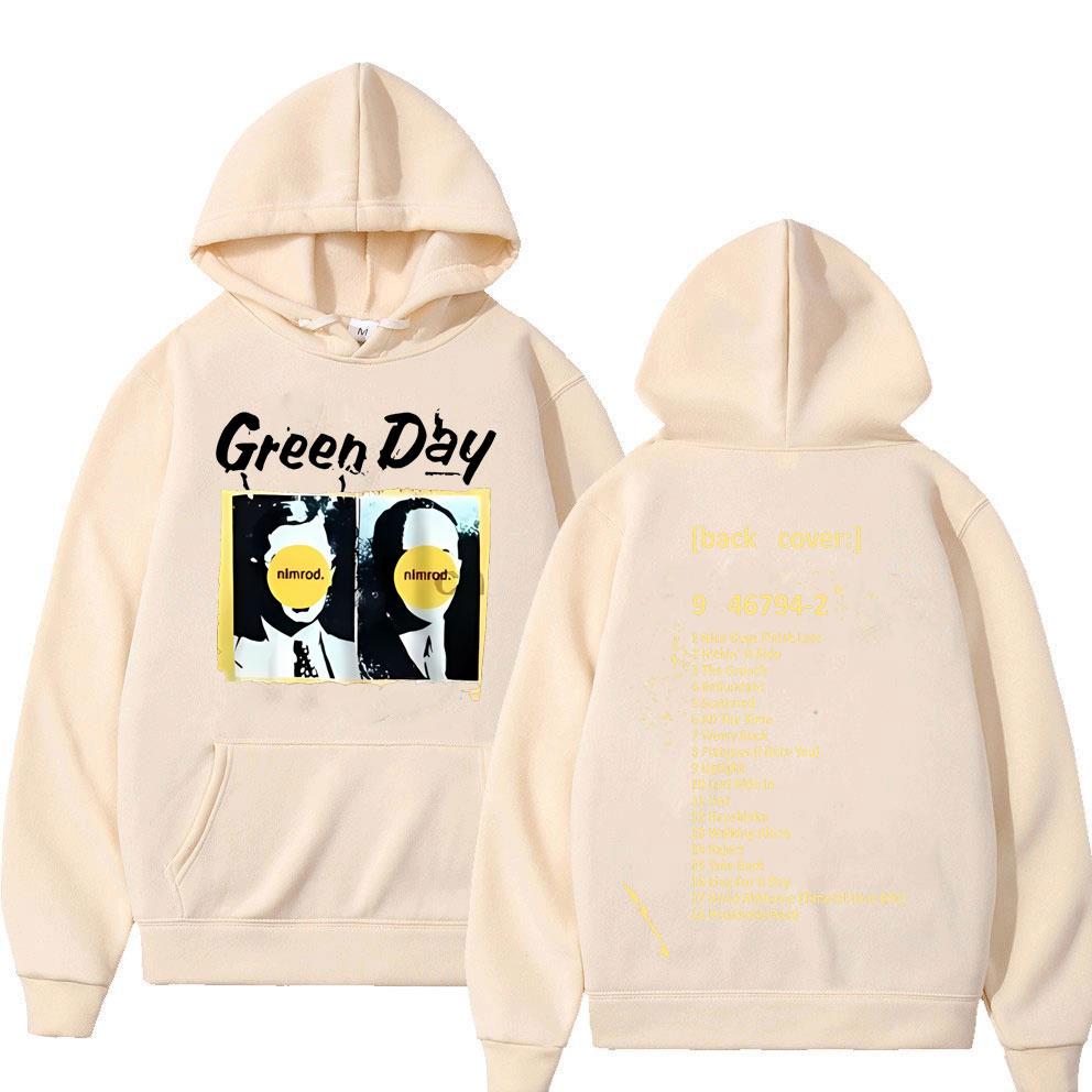 Raro Felpa con Stampa Retro Cover Album Punk Green Day Nimrod Uomo Vintage Gotico Rock Oversize Felpa Uomo Hip Hop Casual Felpe con Cappuccio