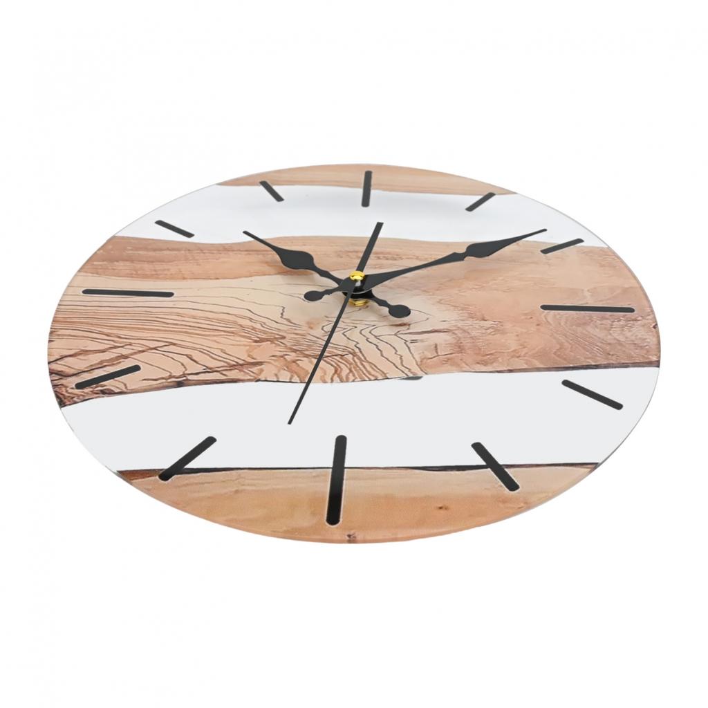 Härdat Glas Klocka Vintage Väggklocka Trä Tyst Väggklocka Heminredning