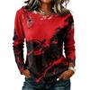 Women's Casual Long Sleeve Halloween Print Top, Round Neck Blouse for Fall Daily Wear