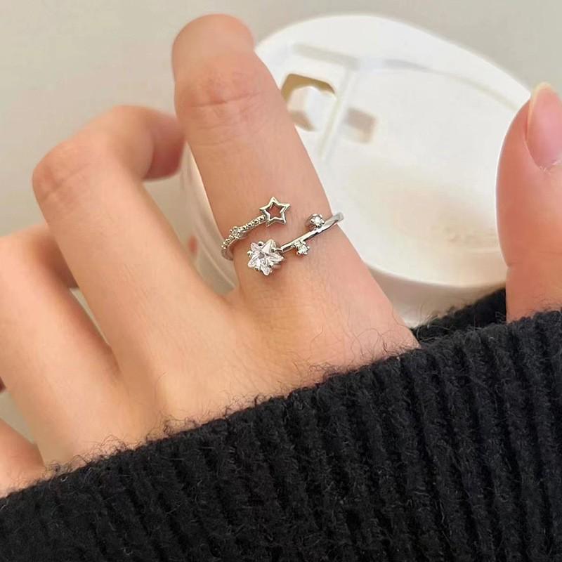 Women's Adjustable Meteor Moon Zircon Star Ring - Light Luxury, Cool Japanese-Korean Style
