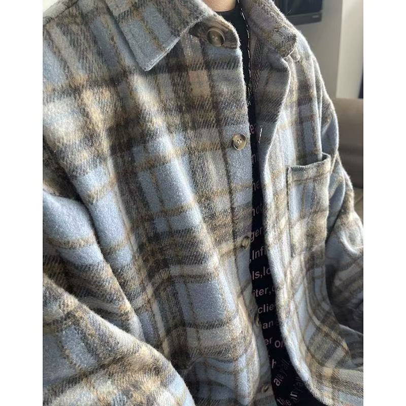 Στυλ Βαρέως Τύπου Μαύρο Καρό Πουκάμισο Unisex Vintage Μακρυμάνικο Πουκάμισο Μόδα Casual Ευέλικτο Εξωτερικό Ρούχο για Ζευγάρια