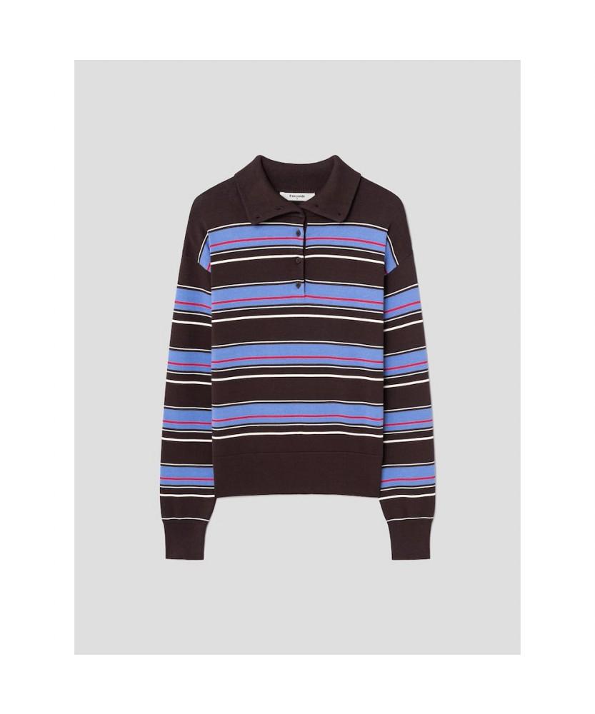 8SECONDS High-Neck Striped Pullover Brown