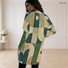 Women Plus Size Round Neck Long Sleeve Geometric Printed Loose Longline Top With Pockets