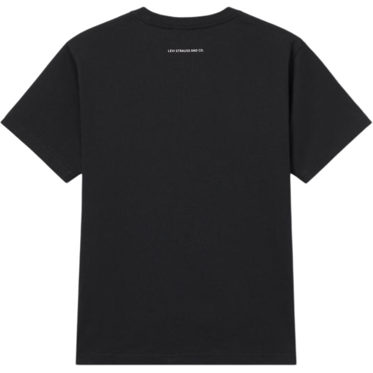 Levis Loose Casual Comfortable Ribbed Round Neck Short Sleeve T-Shirt Men Tops Black 002X5-0000