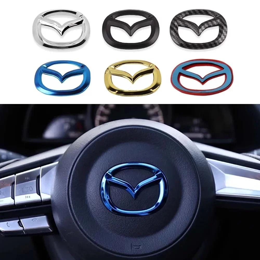For Mazda Speed MS 3 5 6 Axela Atenza CX-3 CX4 CX5 CX8 CX7 MP RX 1pc ABS Car Steering Wheel Center Emblem Sticker Auto Interior YS46T