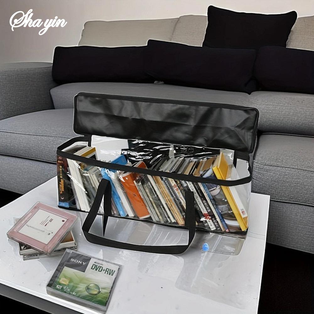 60*15*22CM Black CD Storage Bag PVC Waterproof Moistureproof Storage Bag Baseball Cap Book Storage Organizer Bag