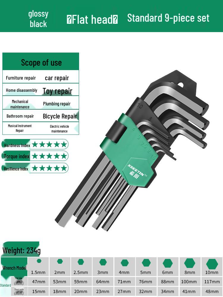 

Hexagon Screwdriver and Wrench Set with Extended 6-Point Design