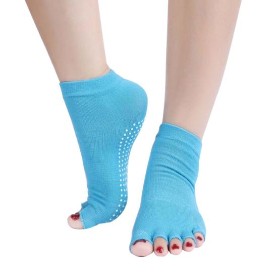 Toeless Half Toe Anti-slip Grip Ankle Yoga Socks Breathable Women Five Toe Socks