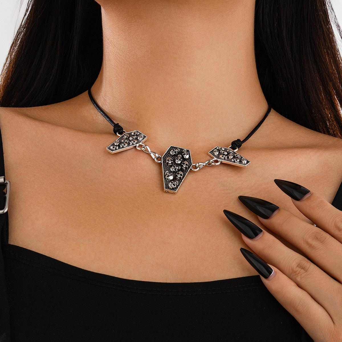 Accessories, Diablo Geometric Skull Pendant, Clavicle Necklace, Gothic Draw Halloween Pendant