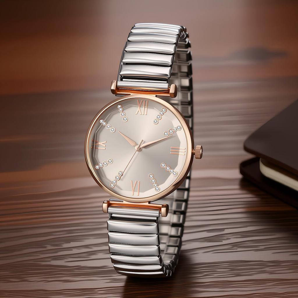 Women's Watch Waterproof Fashionable Snake Clasp Stainless Steel Band Quartz Analog Display Free Size Fashion Accessory
