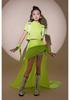 Fluorescent Green Girls' T-shirt & Skort Set - Trendy, Sporty Style for Middle & Older Kids, Ideal for Daily Wear & Fashion Shows