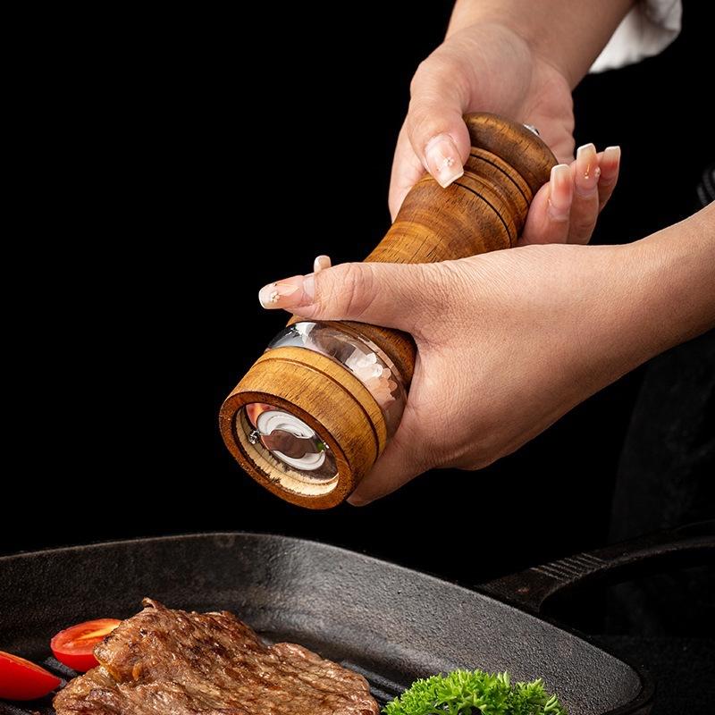 6 Inch Manual pepper grinder wood acrylic ceramic core pepper seasoning grinding bottle