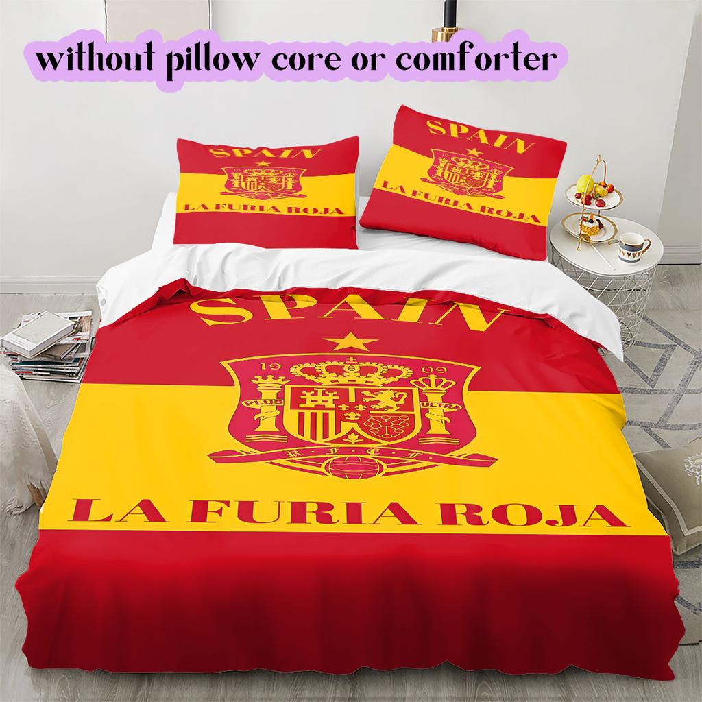 Spain Football Soccer Pattern Bedding,Quilt Set Quilt Cover Pillowcase Home Birthday Gift (1*duvet Cover+2*pillowcase,without Core)