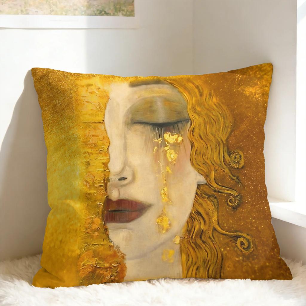 Gustav Klimt Kunst Kissenbezug Druck Kissenbezug Neuheit Kissenhülle für Sofa Couch Bett Wohnzimmer