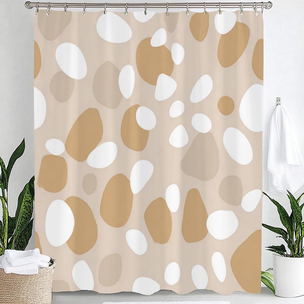 1pc Modern Minimalist Color Dot Pattern Shower Curtain,Bathroom Decorative Curtain, Printed Fabric Home Curtain with Hooks