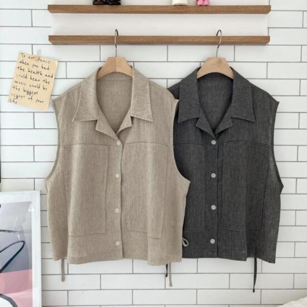 New Arrivals Open Run Kirie Vest Women Simple Linenlike String