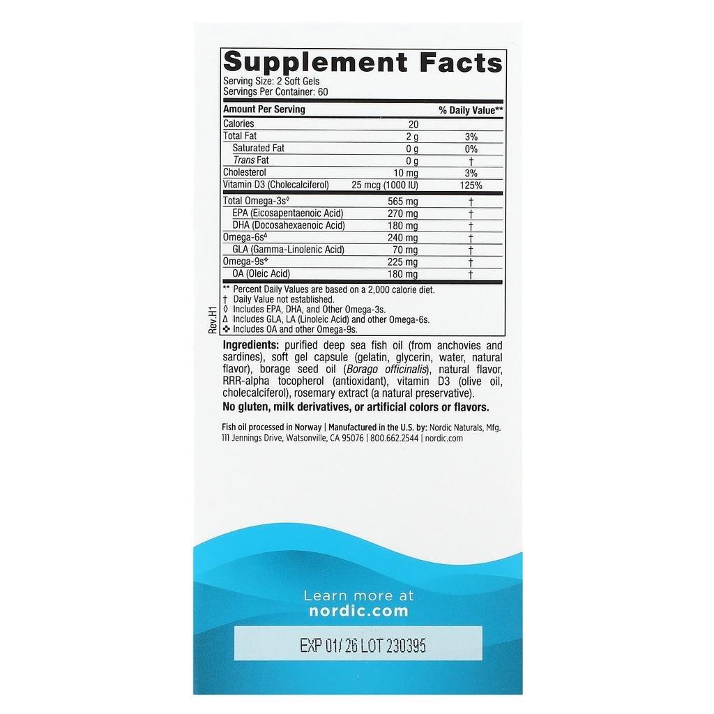 Nordic Naturals, Complete Omega-D3, Saveur Citron, 565 mg, 120 Gélules Molles