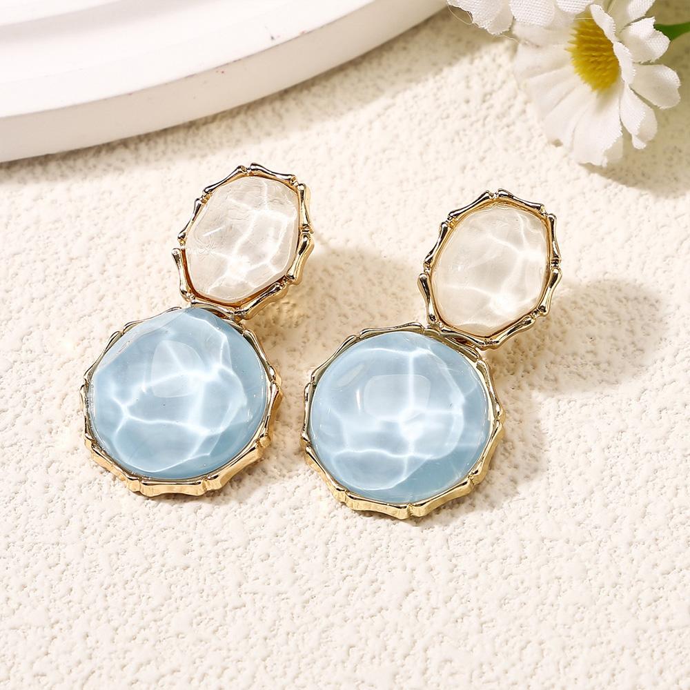 Asymmetric Water Pattern Oval Earrings, Creative Irregular Design, Personalized And Fashionable Earrings.
