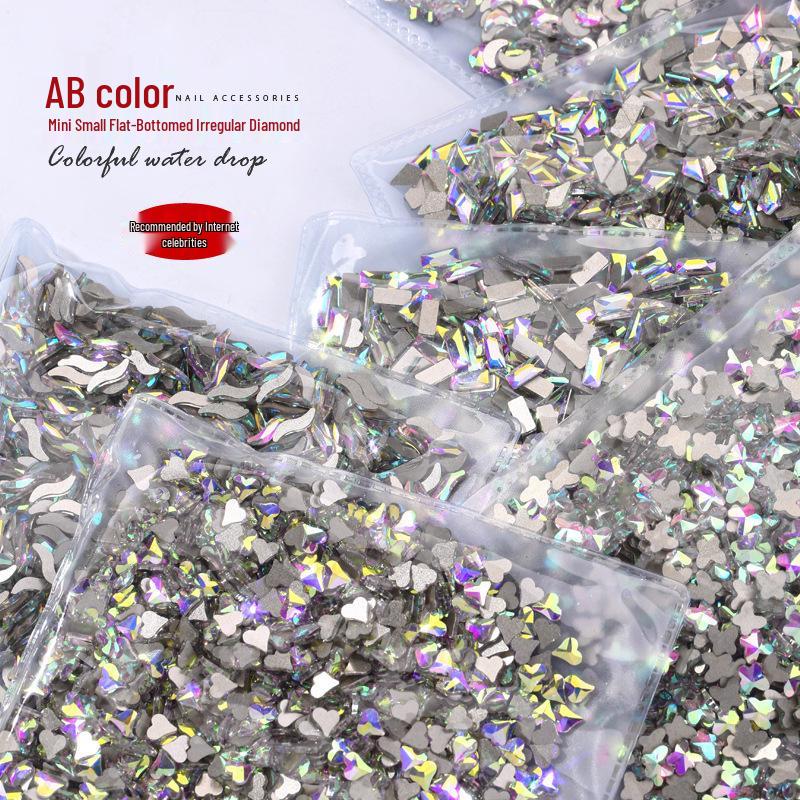 Pietre Nail Art: Diamante de sticlă AB irizate, Accente colorate cu fund plat pentru manichiuri