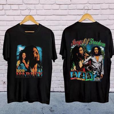 T-shirt Bob Marley, T-shirt à imprimé graphique d'album de musique, One Love, Cadeaux pour fan.