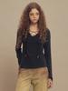 SETSETSET Beads Lace-Up Top Navy