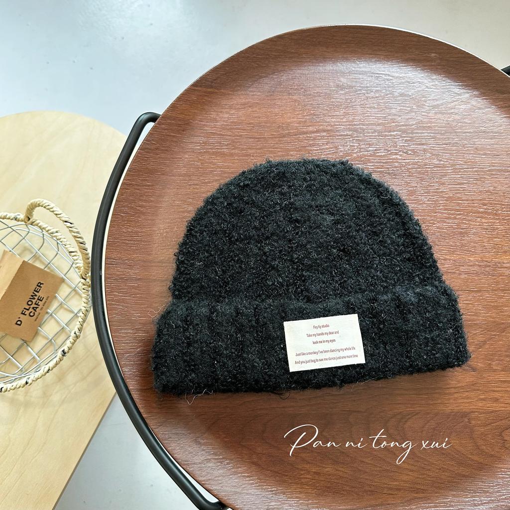 Letter Mark Circle Yarn Women's Knitted Hat Autumn and Winter New Fashion Versatile Hat Winter Warm Ear Protection Casual Woolen Hat