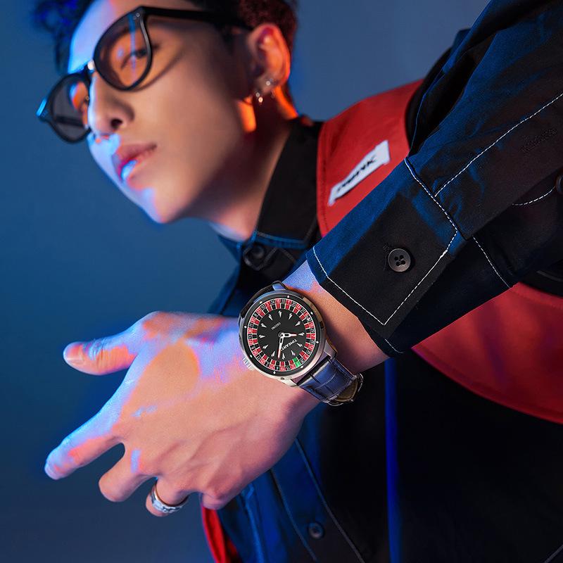 Orologio al Quarzo Impermeabile da Uomo, Tendenza Moda Luminoso, con Cinturino in Pelle