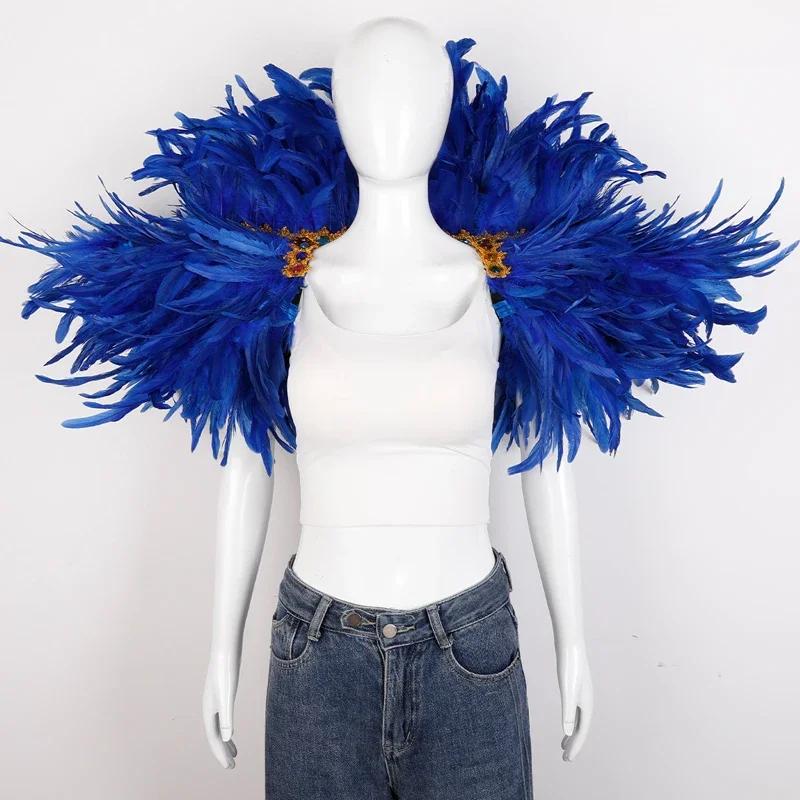 Carnival Costume Decorative Accessories Luxury Feather Shawl Party Cosplay Scarf Fashion Show Runway Performance Elegant Apparel