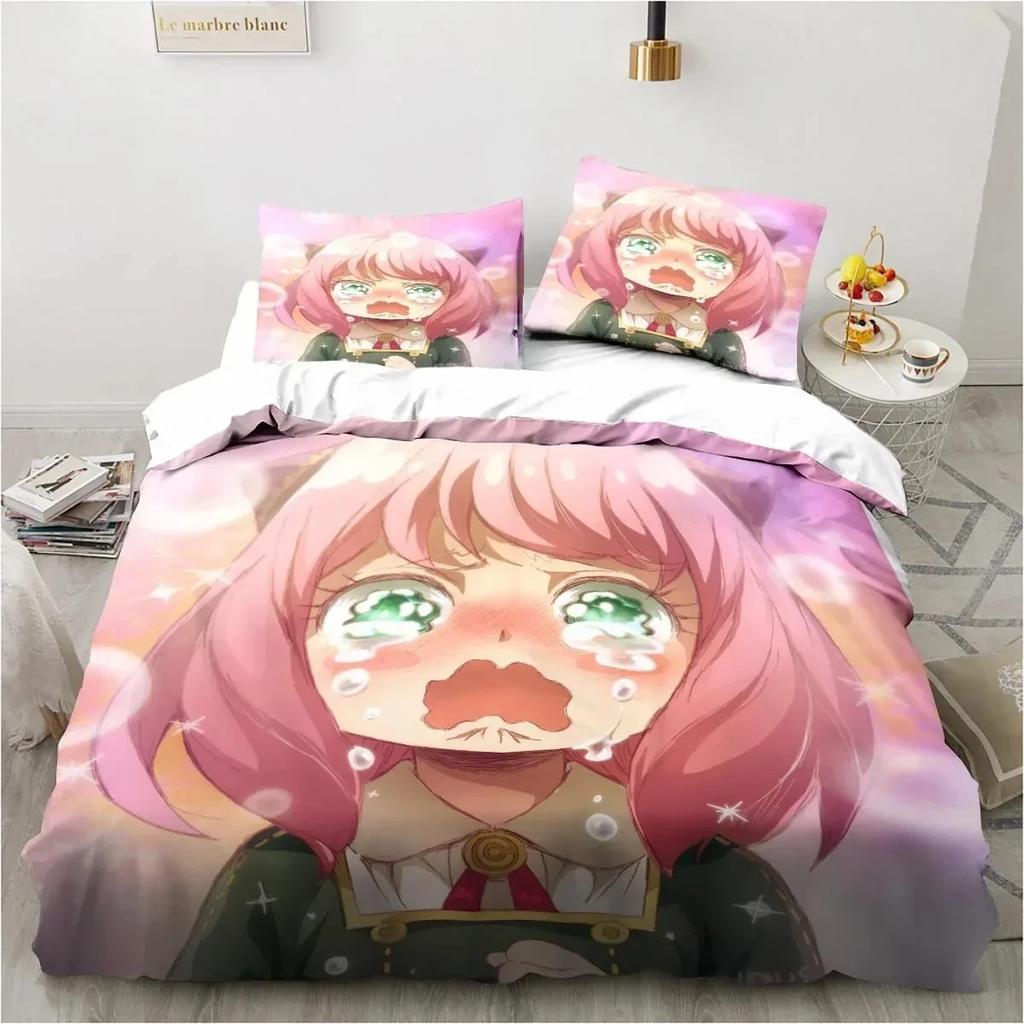 SPY×FAMILY Anime Täcke Sängkläder Set Tecknad Påslakan Örngott Full Size Queen King Quiltöverdrag Enkelsäng Dubbelsäng A