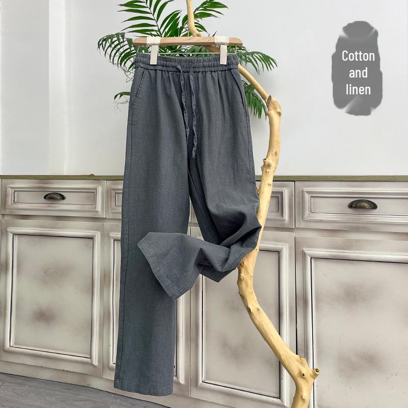 

2026 Men s Plus Size Cotton Linen Harem Pants - Summer Casual Loose Wide Leg Style M (suggested for 45-55 kg) серый