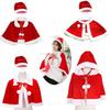 Xmas Red Velvet Santa Claus Hooded Cloak With Hat For Kids Adults