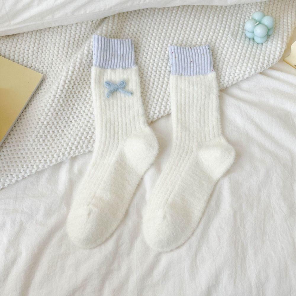Cute Women's Thickened Socks Soft Middle Tube Socks Simple Warm Home Socks Autumn Winter