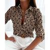 Elegant Women Blouse 2023 Spring and Autumn Temperament Top Long Sleeve Stripe Print Office Slim Fit Pocket Shirt