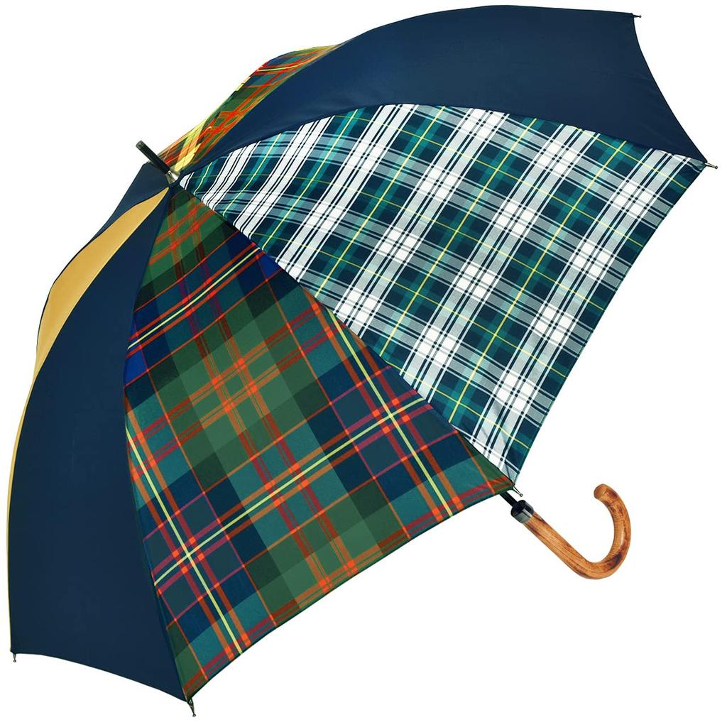 65cm Long HATCHIBRAFOR 65x8 Tartan Maple Made In Japan Women's Umbrella, Check, Handle, (Yellow)