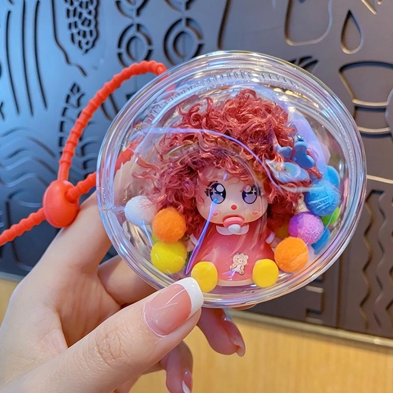 Cartoon Big Wave Curly Hair Doll Keychain & Phone Charm Gift