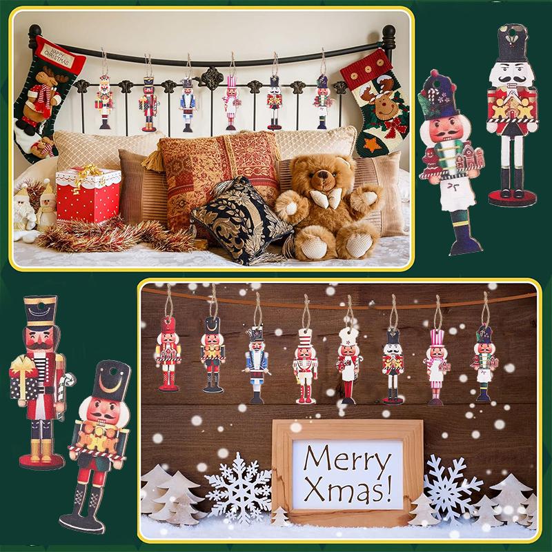20 ks Vánoční dřevěný louskáček voják vánoční stromek závěsné ozdoby 2025 vánoční večírek domácí dekorace 2026 novoroční dárky