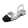 2025 spring new French style not tired feet single shoes small fragrant style color matching bag head sandals women's silver shoes women's versatile
