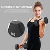 Set of 2 Hexagonal Dumbbells 2x8 Kg In Metal and Plastic with Non-Slip Grip, 24x11x11 Cm, Black