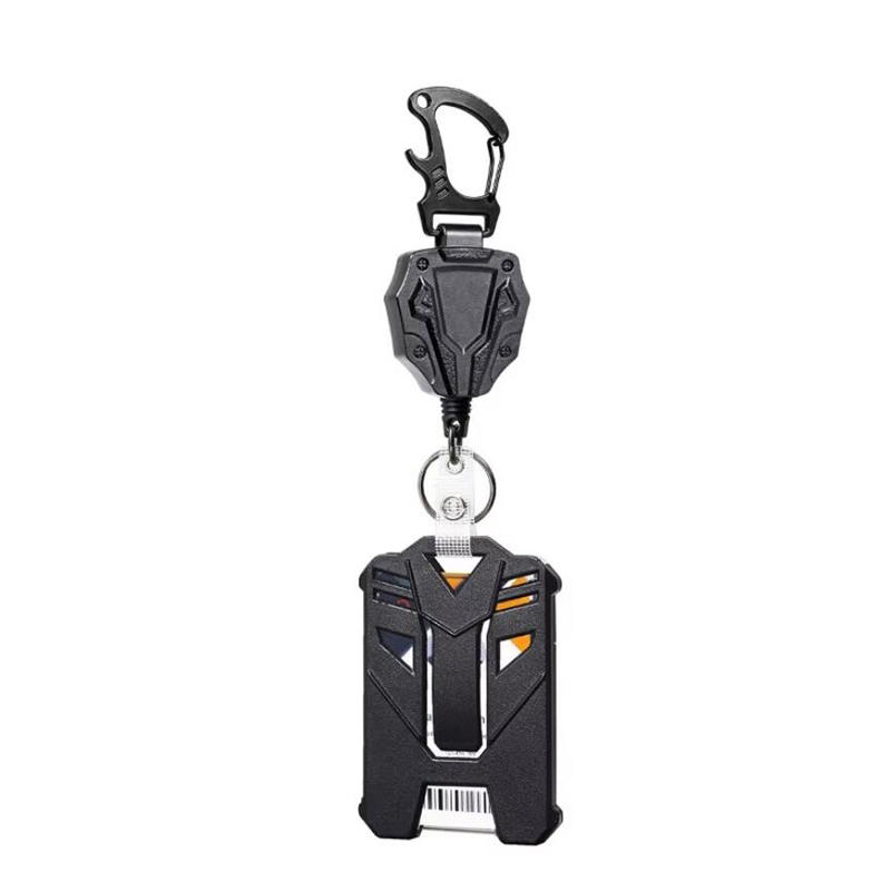 1PC New Badge Holder Carabiner Keychain Tactical ID Holder Retractable Reel Mountaineering Buckle Multiple Tools Accessories
