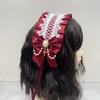 Sweet Ruffled Hairband Ribbon Bow Lolita Hair Clip Cute Maid Cosplay Headdress  Party