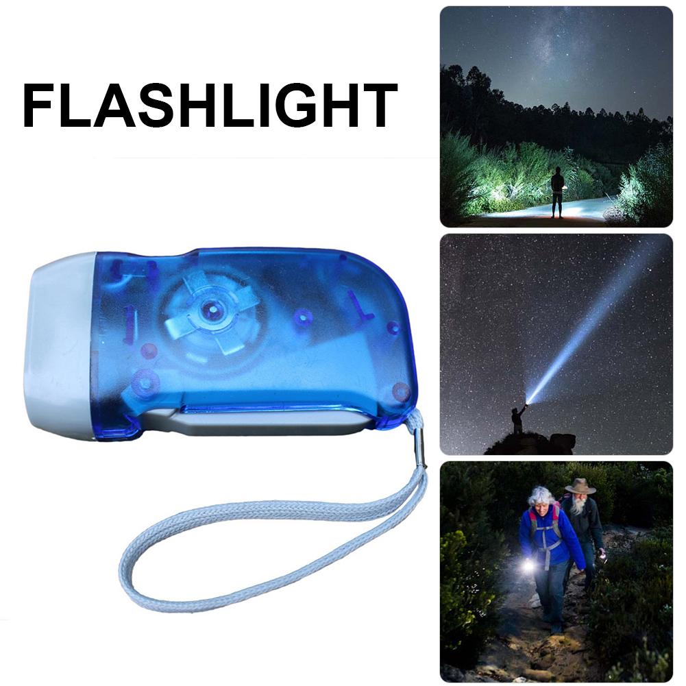 Hand Crank Torch Portable Mini Led Flashlight Night Light With Lanyards For Outdoor Mountaineering Camping