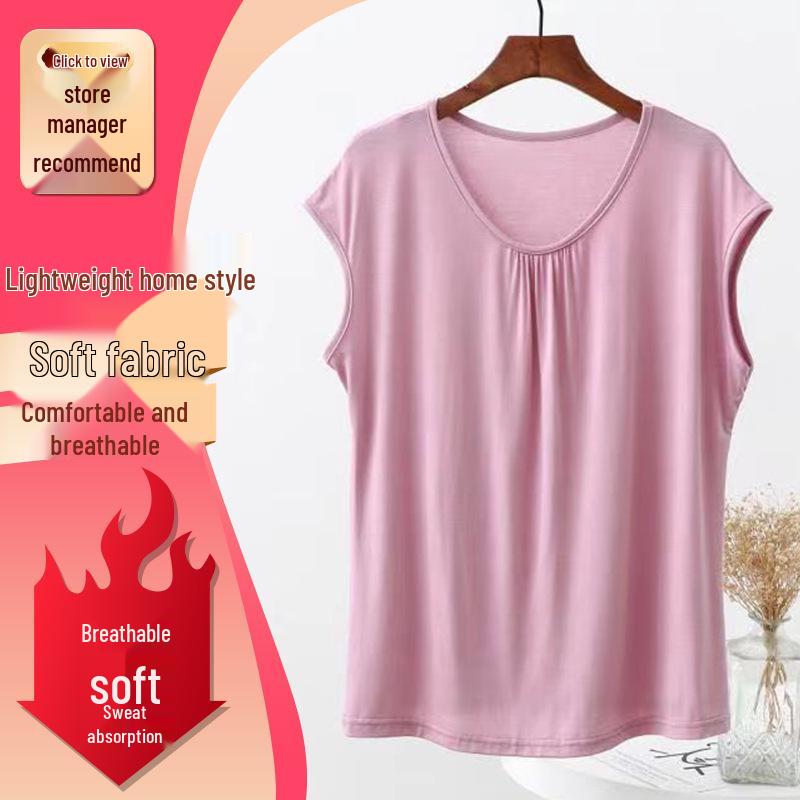 

Женский топ большого размера из модала свободного кроя без рукавов для весны/лета 6XL розовый