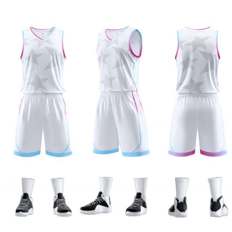 

Мужской быстросохнущий дышащий баскетбольный командный комплект формы 4XL белый