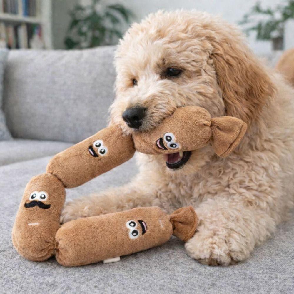 Funny Cartoon Sausage Sound Bite-resistant Wear-resistant Pet Chew Cleaning Tooth Soft Teeth Grinding Indoor Outdoor Use