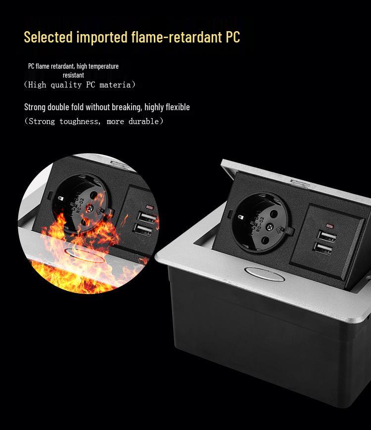 Universal Pop-up Power Socket with EU and US Standard for Office Desks