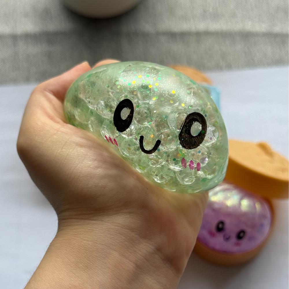 Mini Jouet à Presser Ravioli avec Panier Vapeur en Bambou, Boule de Pâte Souple en TPR, Jouet Fidget Décompression Réaliste, Cadeau Soulagement du Stress